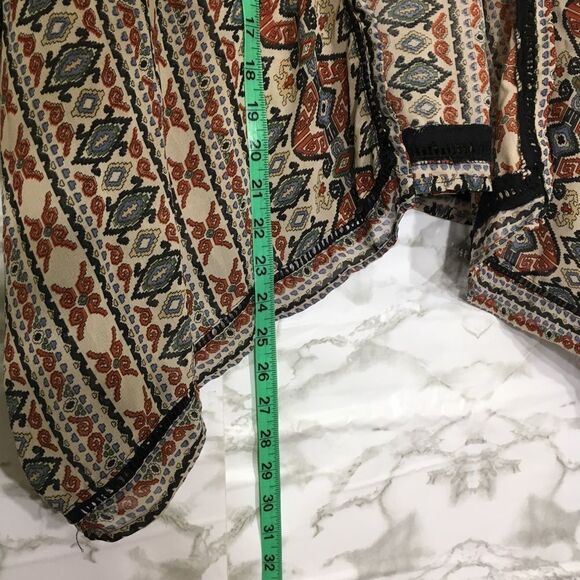 Angie Aztec Tribal boho print kimono style open front lightweight‎ cardigan M - Picture 9 of 10